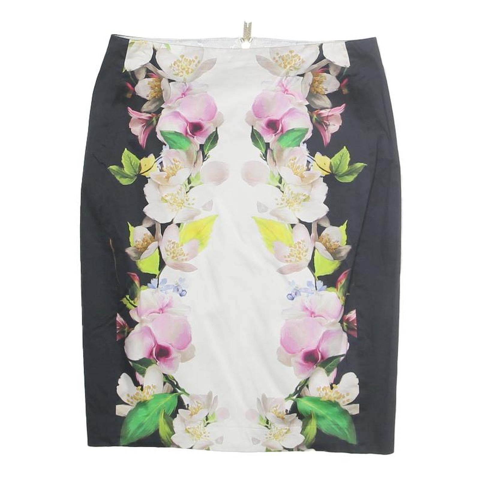 TED BAKER Womens Black & White Floral Pencil Knee Length Polyester Skirt M Refurbished - N/A refurbished available on Cerqular