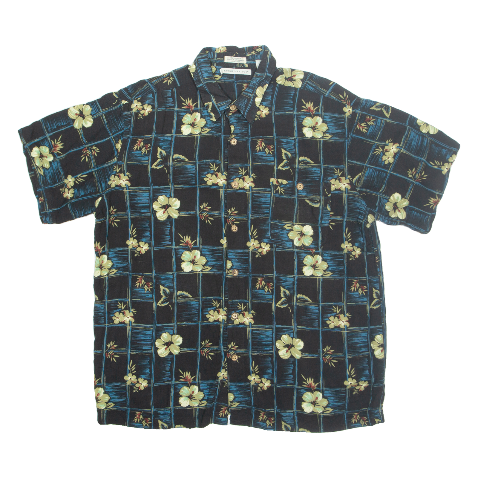 KNIGHTSBRIDGE Mens Hawaiian Shirt Black Floral XL Refurbished - N/A refurbished available on Cerqular