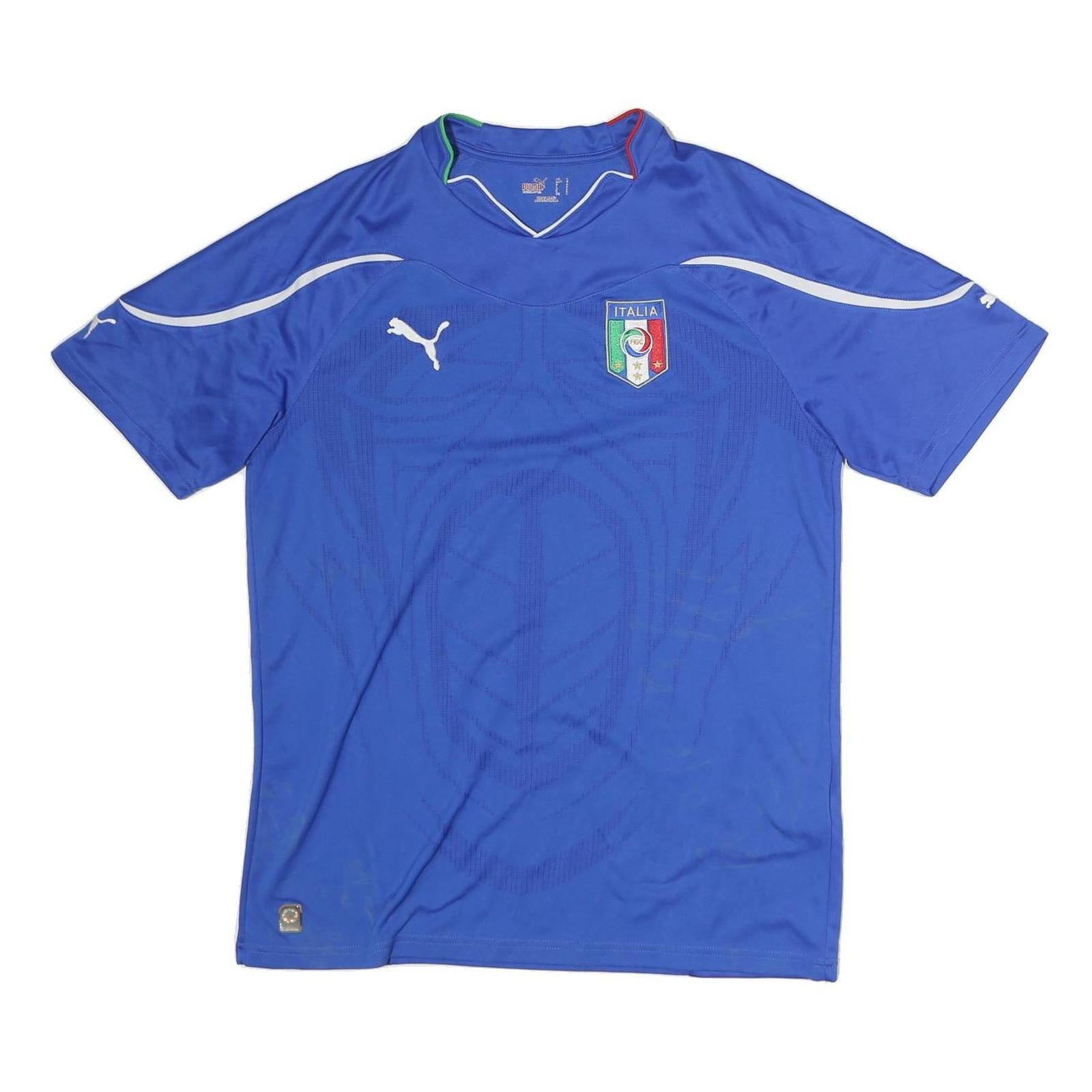 PUMA Mens Blue Italia Football T-Shirt L Short Sleeve V-Neck Sports Jersey Refurbished - N/A refurbished available on Cerqular