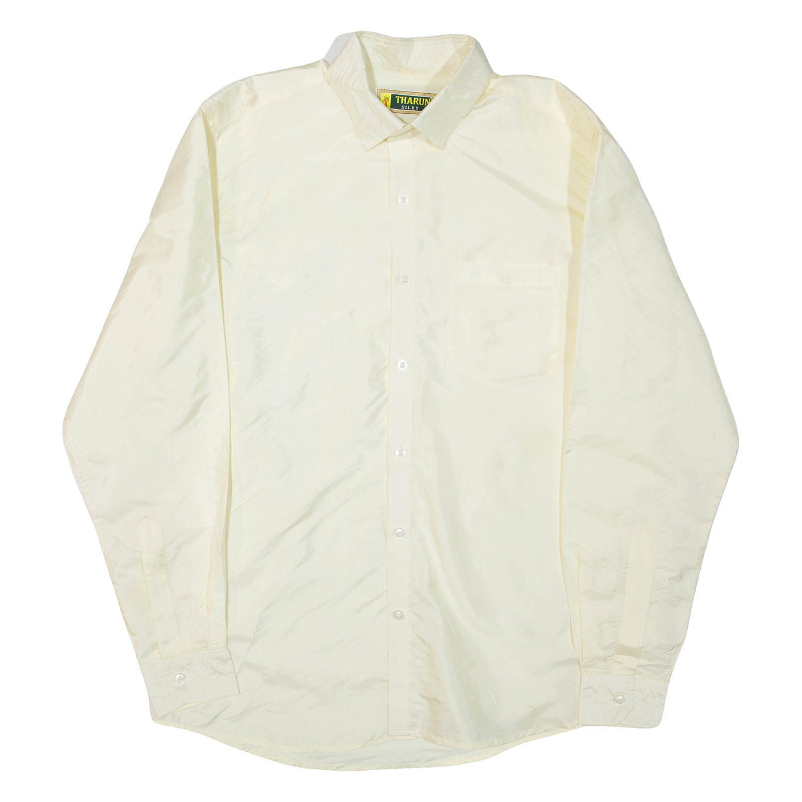 THARUN Mens Plain Shirt Yellow Long Sleeve L Refurbished - N/A refurbished available on Cerqular