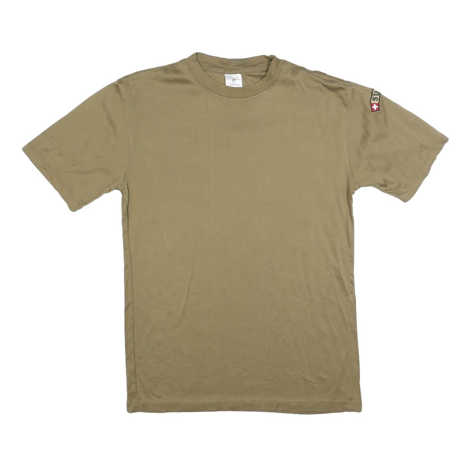 Mens Beige Plain T-Shirt M Short Sleeve Crew Neck Casual Cotton Blend Refurbished - N/A refurbished available on Cerqular