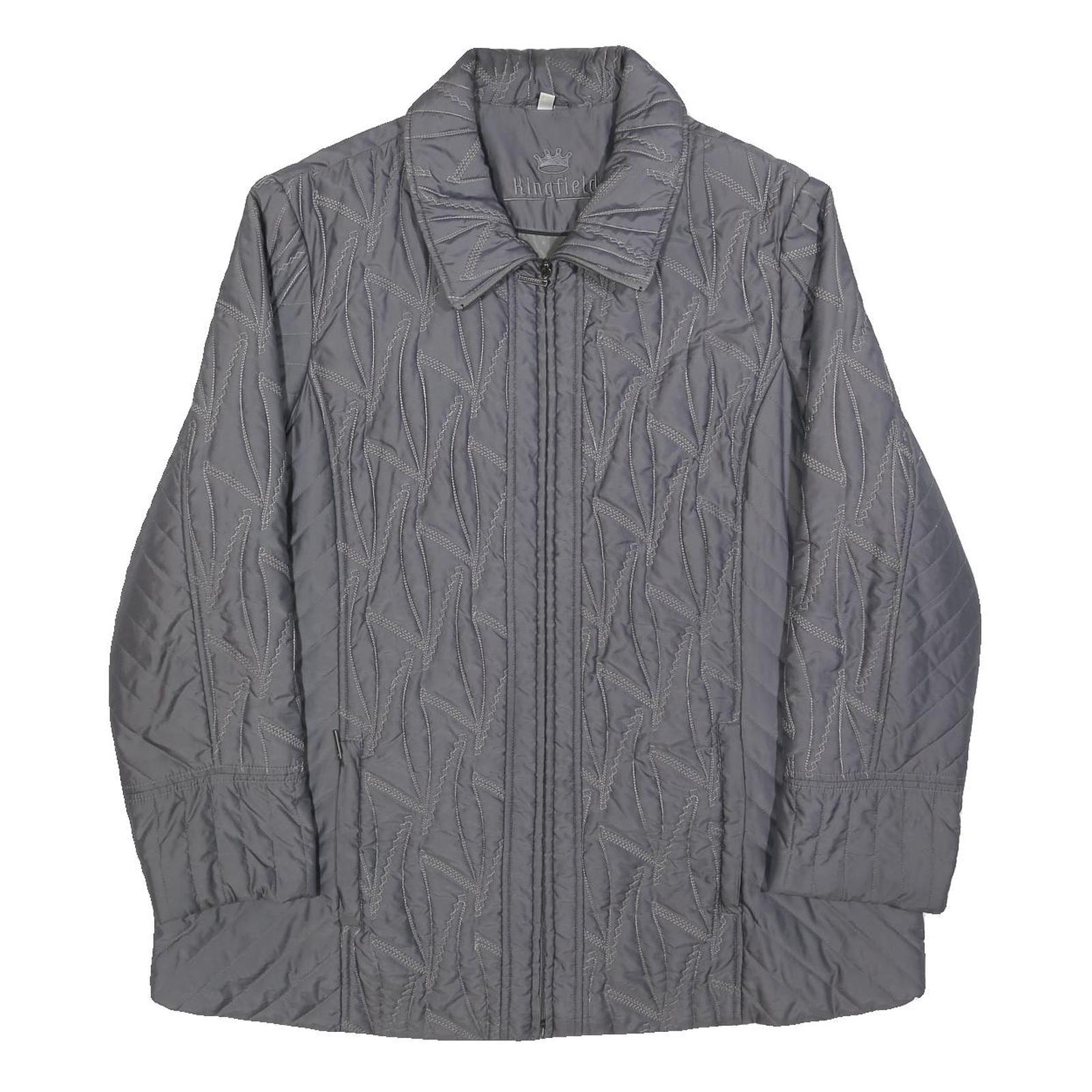 KINGFIELD Womens Grey L Polyester Quilted Jacket Zip Fastening Lightweight Refurbished - N/A refurbished available on Cerqular