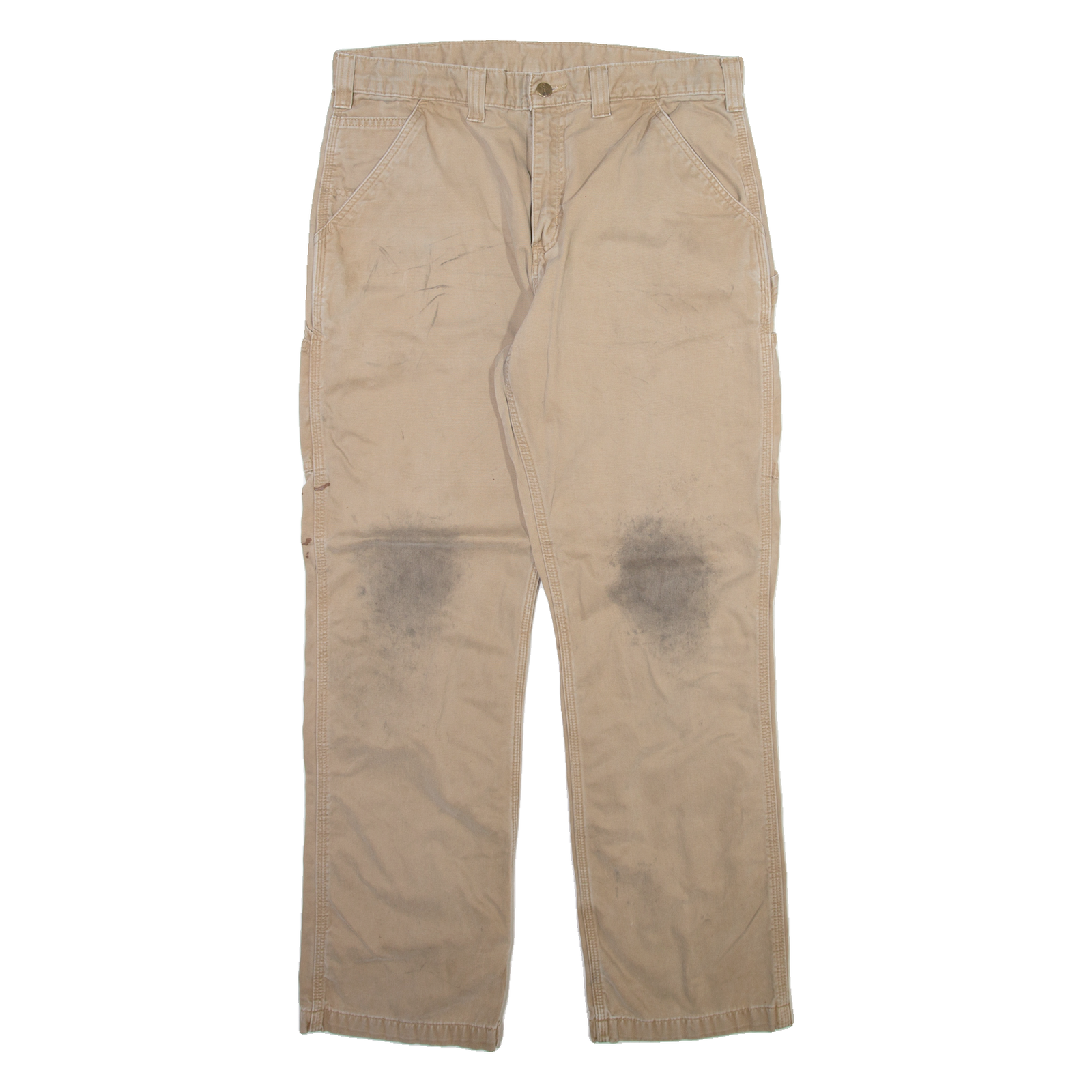 CARHARTT Carpenter Mens Trousers Beige Relaxed Straight W36 L32 Refurbished - N/A refurbished available on Cerqular