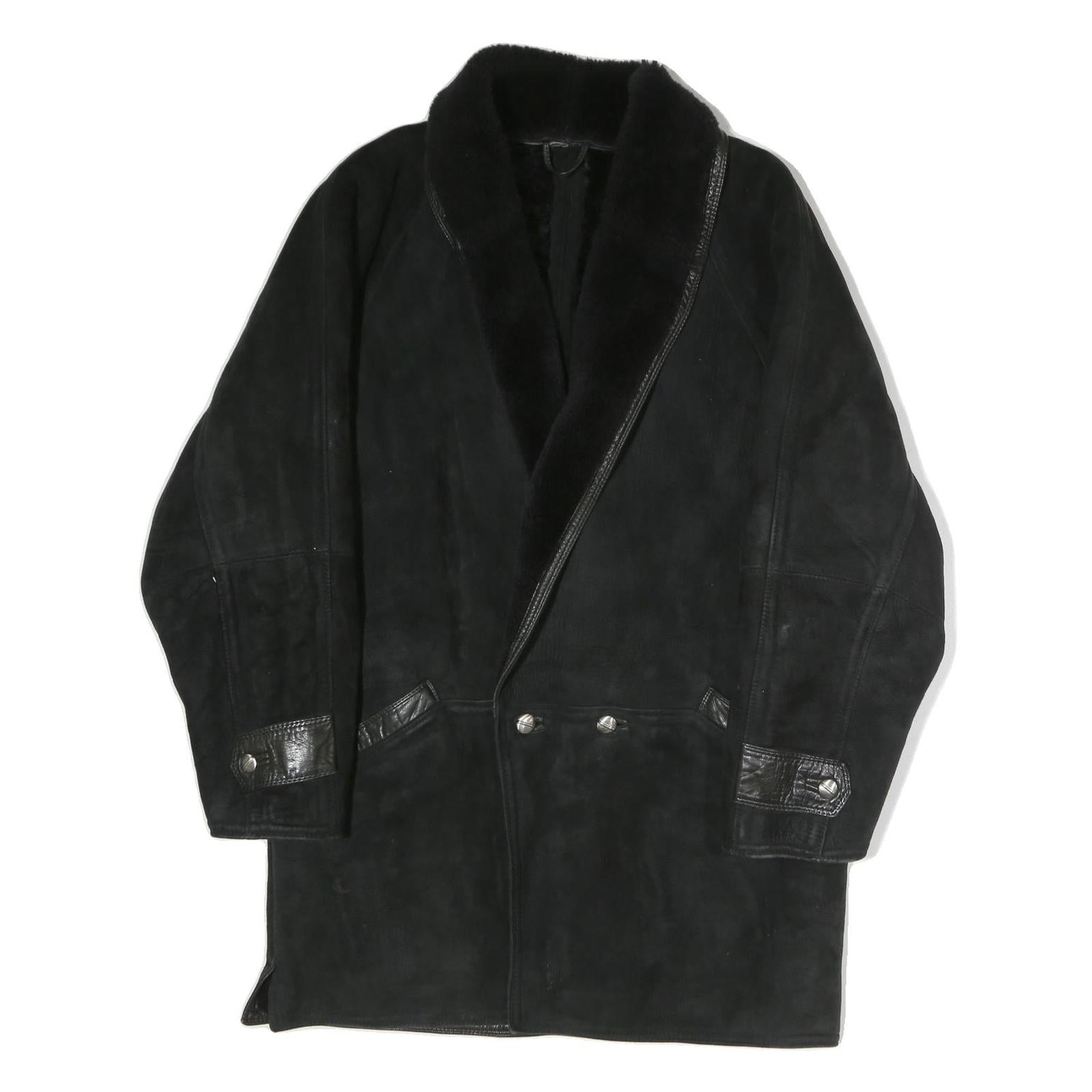 Mens Black Faux Shearling Button Jacket XL Polyester Blend Warm Winter Outerwear Refurbished - N/A refurbished available on Cerqular