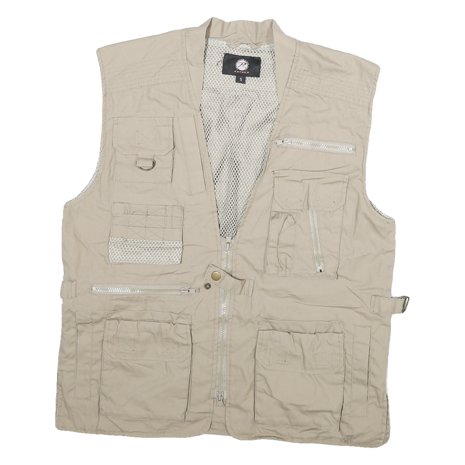 ROTHCO Mens Beige Utility Jacket S Cotton Blend Multi Pocket Zip Casual Outdoor Refurbished - N/A refurbished available on Cerqular