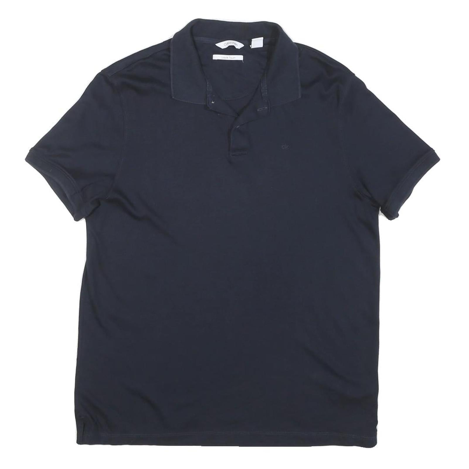 CALVIN KLEIN Mens Blue Short Sleeve Plain M Polo Shirt Casual Cotton Blend Refurbished - N/A refurbished available on Cerqular
