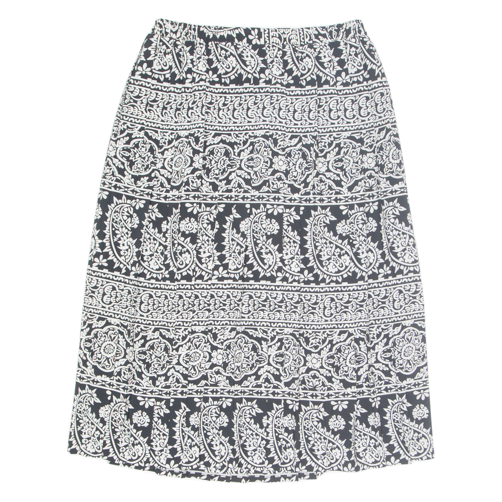 Womens Pleated Skirt Black Midi Crazy Pattern M Refurbished - N/A refurbished available on Cerqular