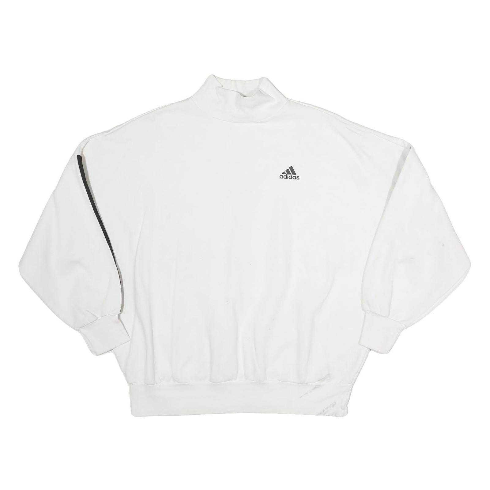 ADIDAS Mens White Pullover Sweatshirt M Cotton High Neck Logo 3 Stripes Refurbished - N/A refurbished available on Cerqular