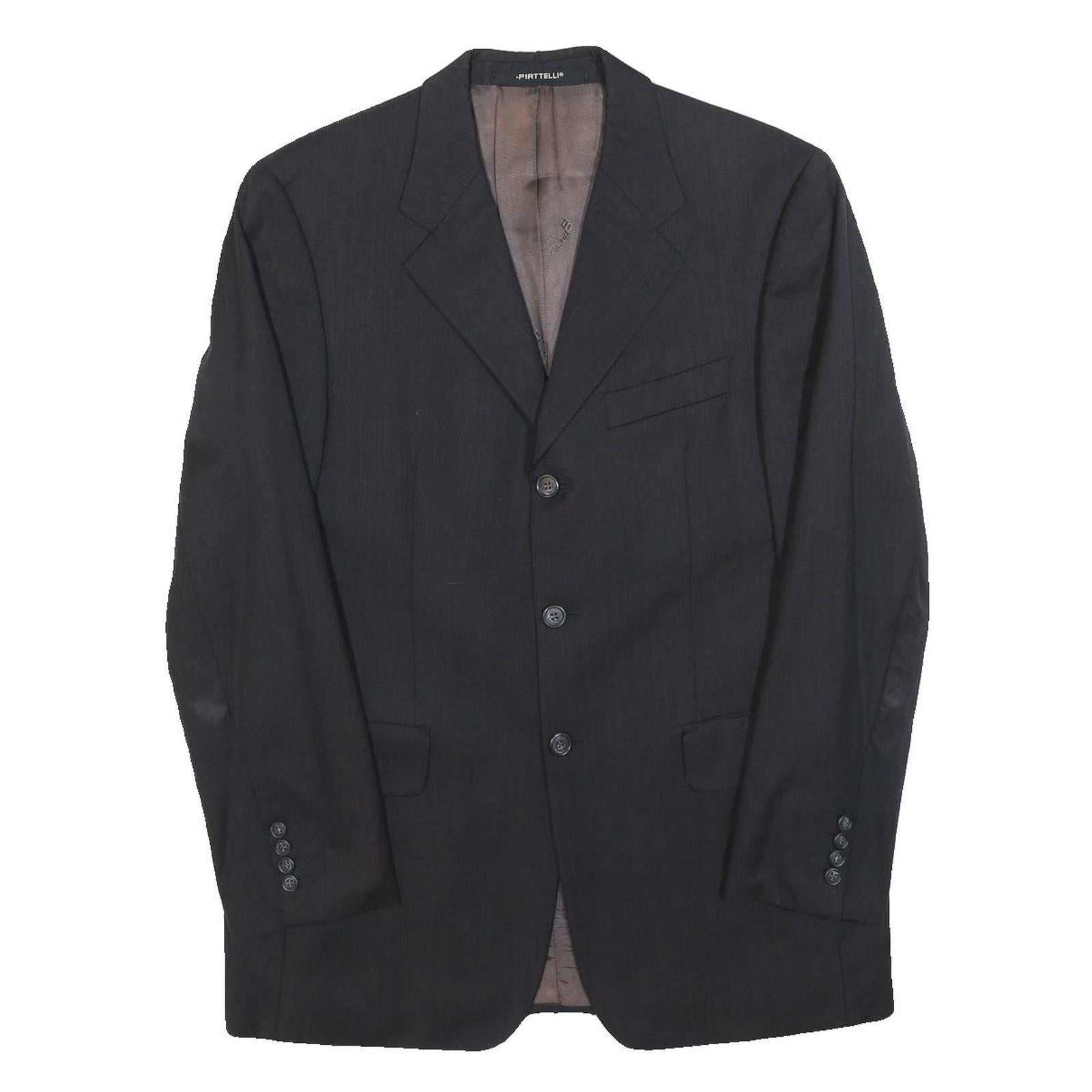 PIATTELLI Mens Black Wool Classic Jacket M Tailored Button Plain Formal Blazer Refurbished - N/A refurbished available on Cerqular