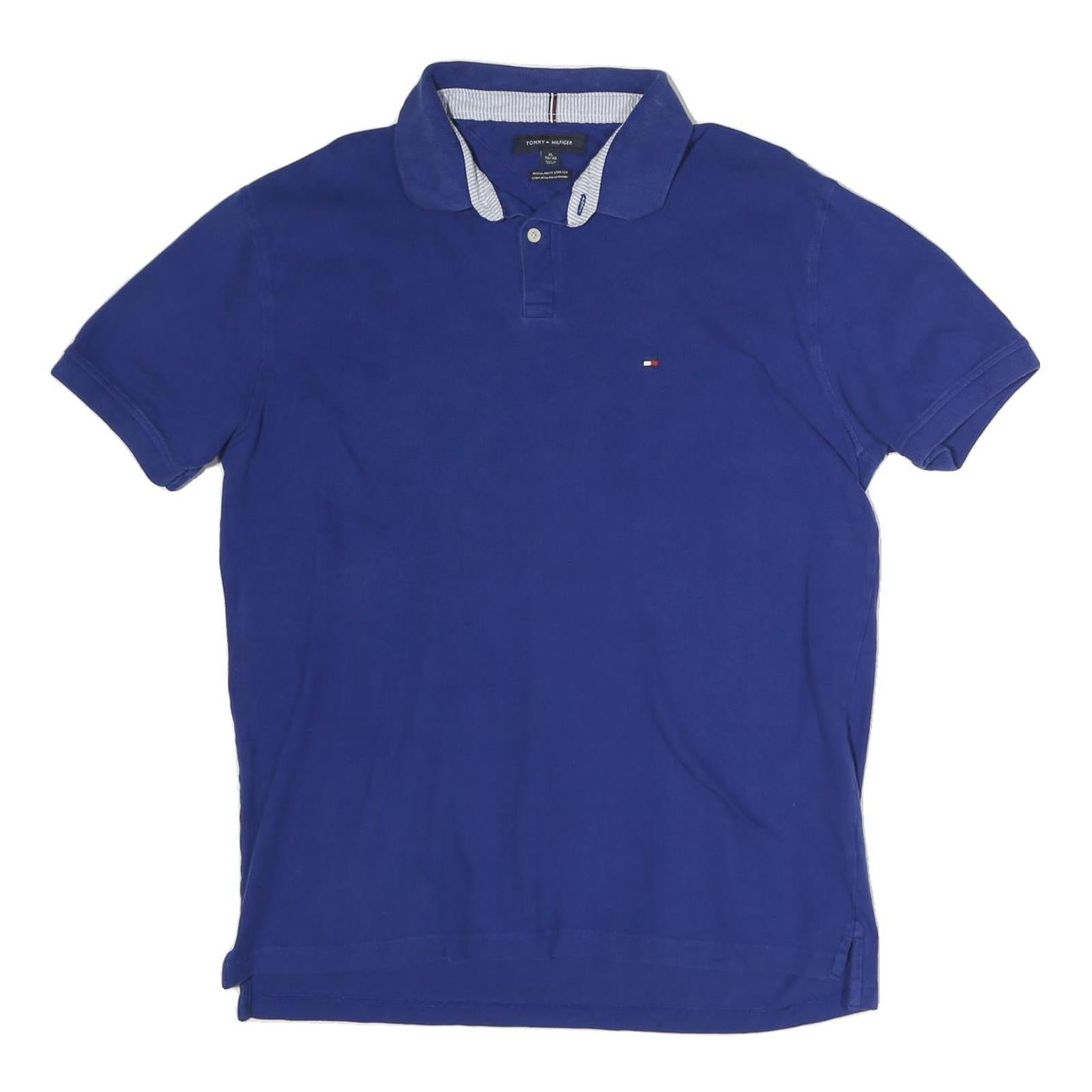 TOMMY HILFIGER Mens Blue Short Sleeve Plain XL Cotton Polo Shirt Classic Refurbished - N/A refurbished available on Cerqular