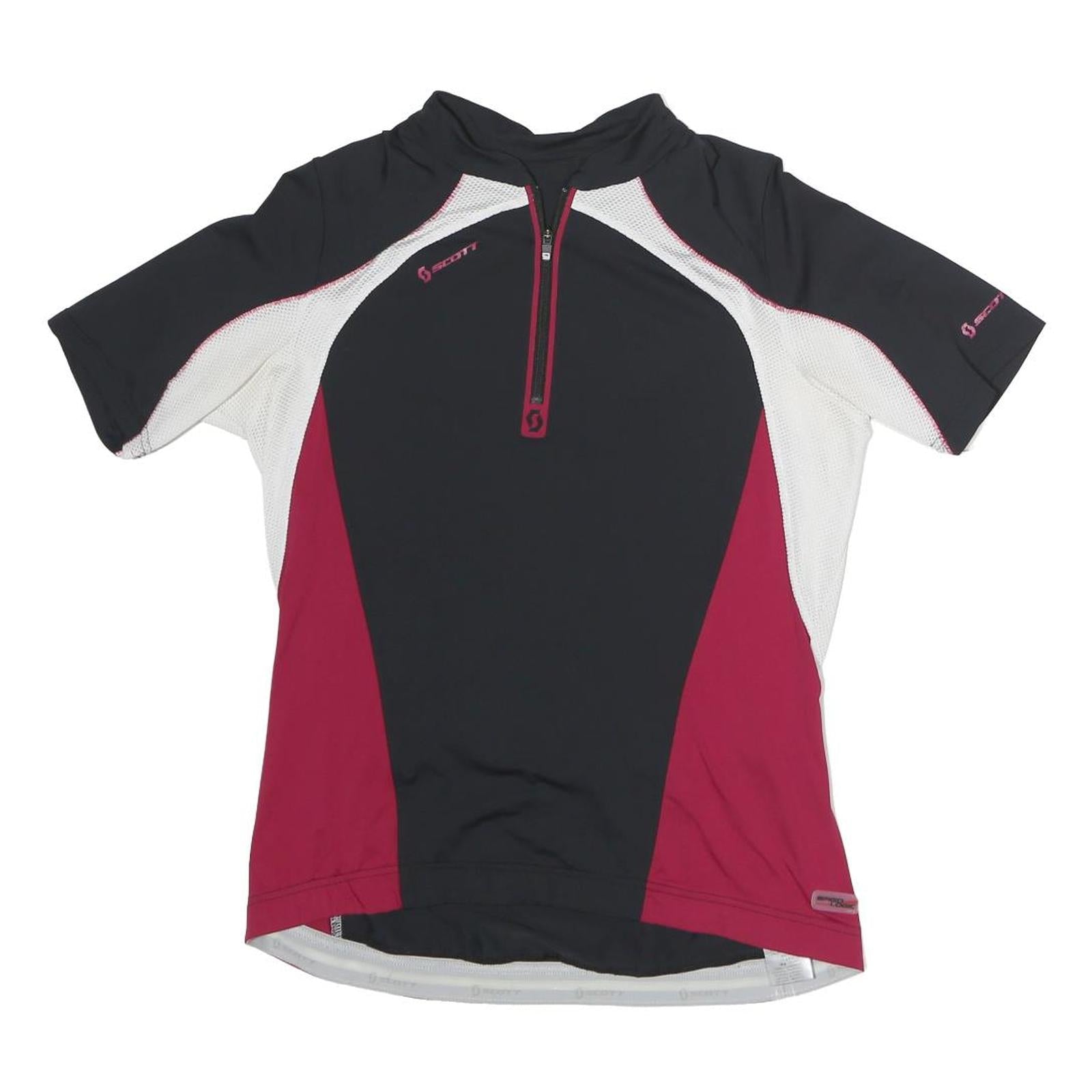 SCOTT Mens Black & Burgundy Modern T-Shirt L Short Sleeve 1/4 Zip Cycling Top Refurbished - N/A refurbished available on Cerqular