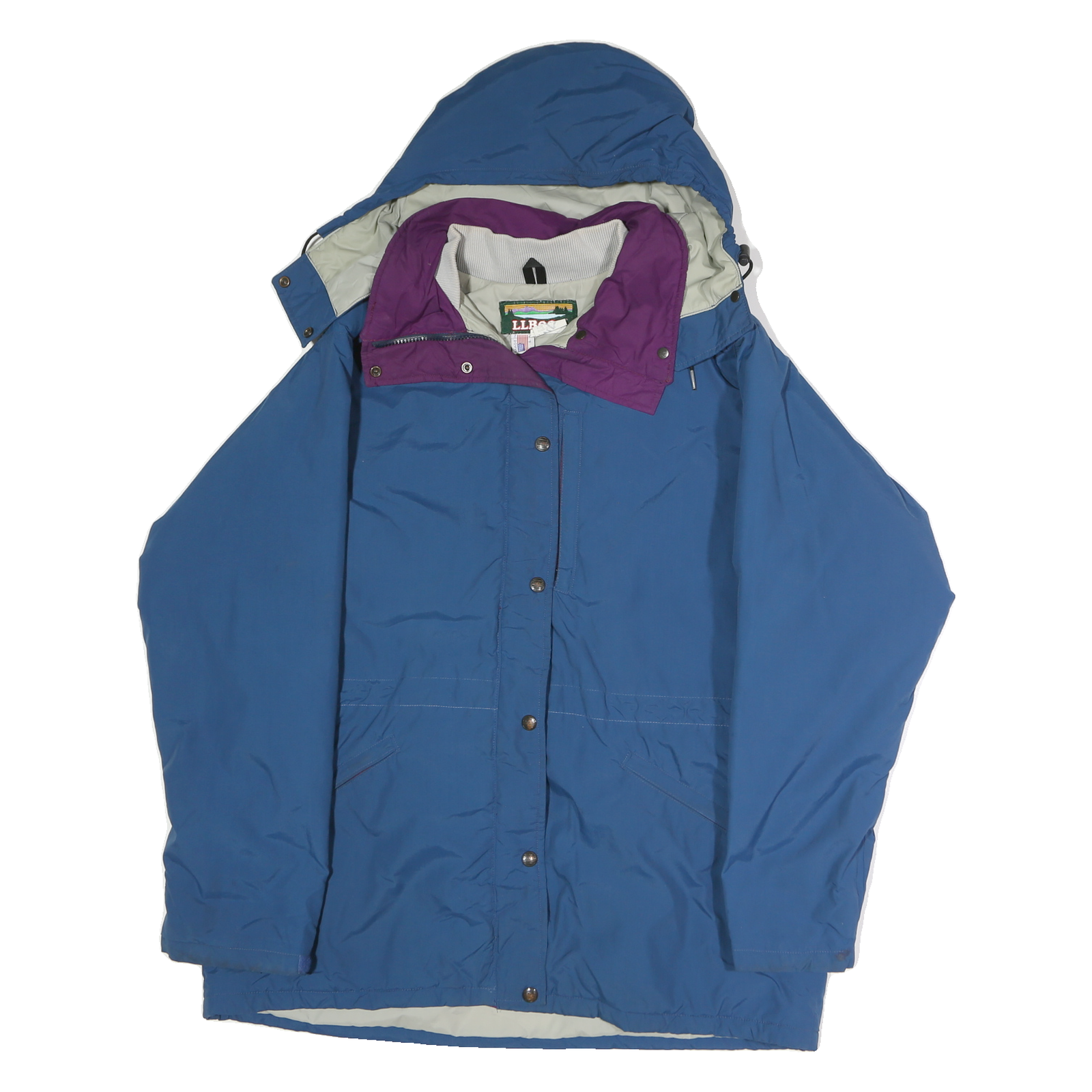 LL BEAN Womens Blue & Purple Outdoor Jacket L Polyester Zip Hooded Plain Refurbished - N/A refurbished available on Cerqular