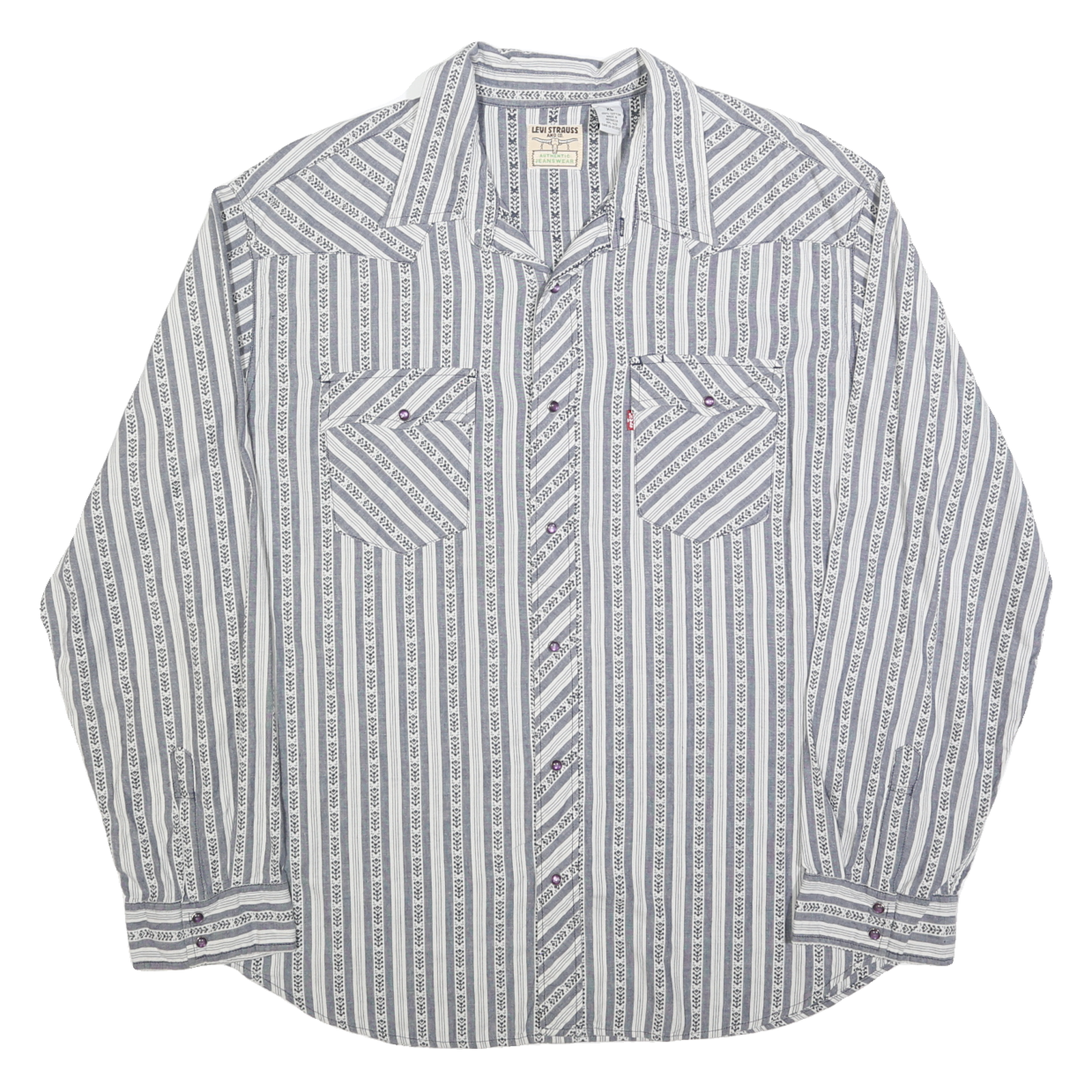 LEVI'S Mens Blue & White Striped Shirt XL Classic Cotton Blend Button Shirt Refurbished - N/A refurbished available on Cerqular