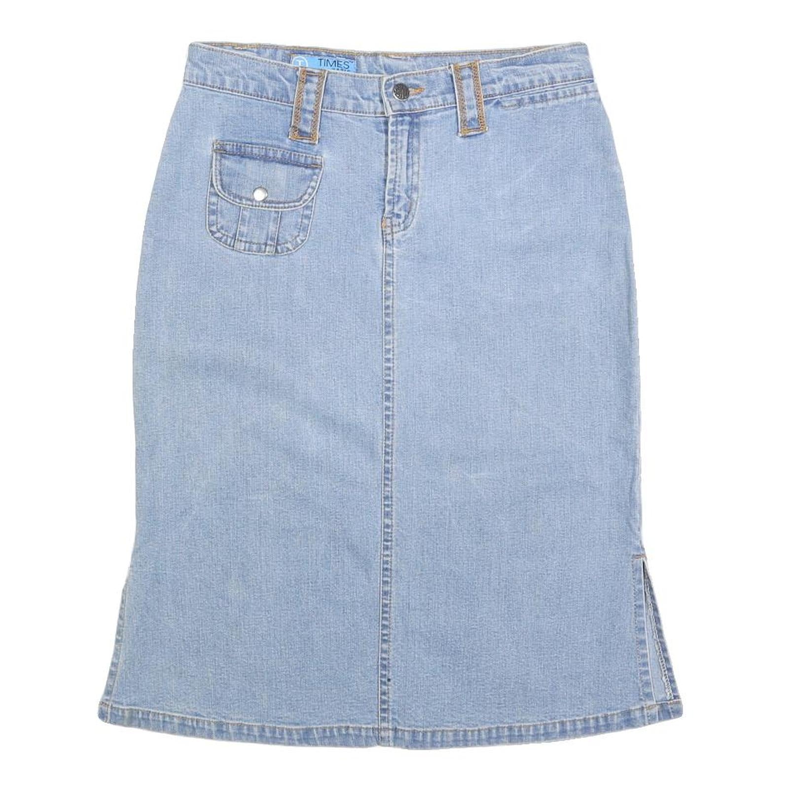 TIMES Womens Blue Denim Mini Cotton Blend Straight Skirt M Casual Everyday Refurbished - N/A refurbished available on Cerqular