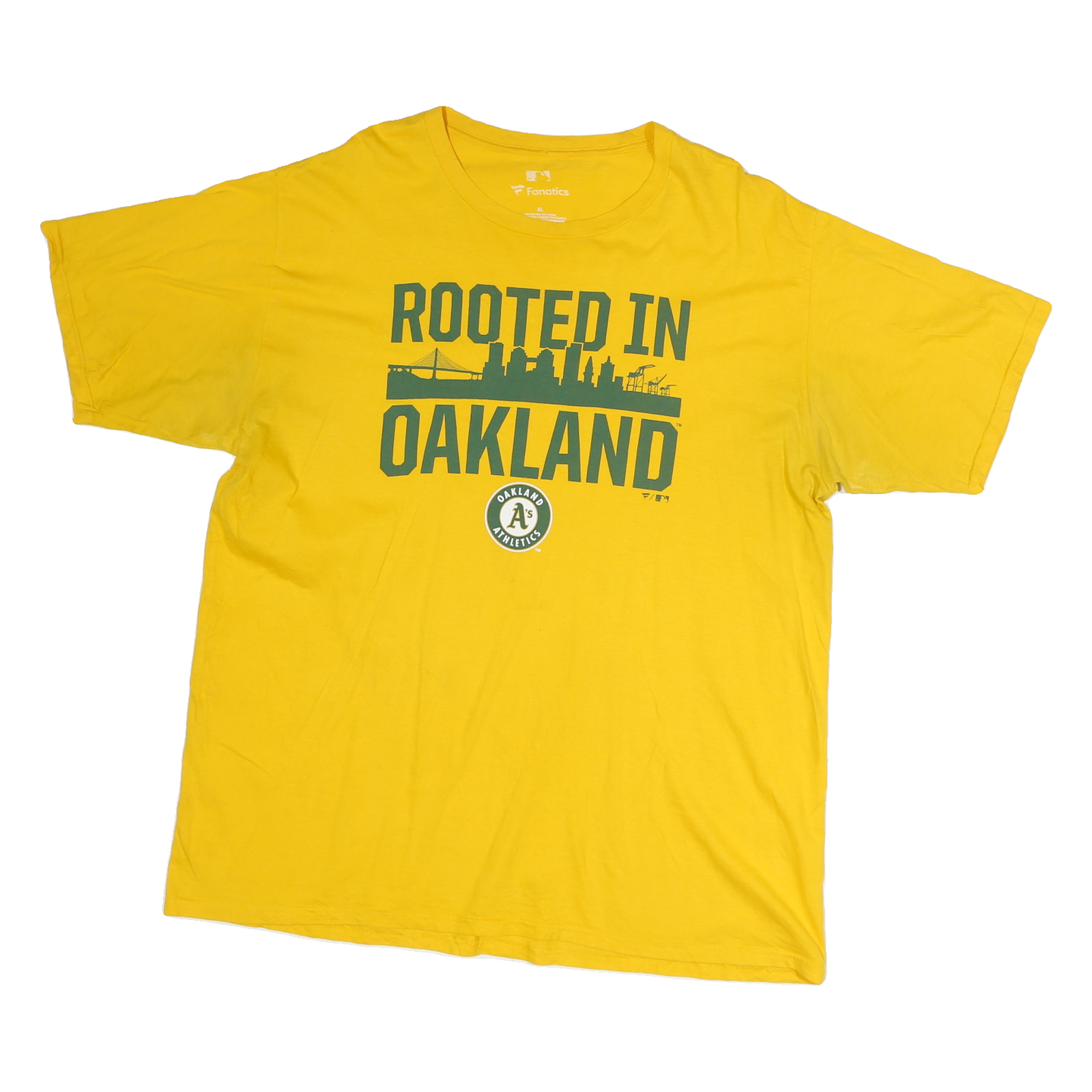 Buy FANATICS Mens Yellow Oakland Graphic T-Shirt XL Short Sleeve Crew Neck Cotton Refurbished - $11.69 FANATICS Mens Yellow Oakland Graphic T-Shirt XL Short Sleeve Crew Neck Cotton Refurbished - N/A refurbished available on Cerqular