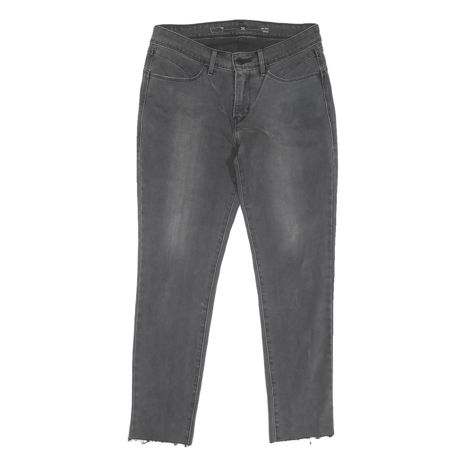 LEVI'S Womens Regular Fit Skinny Black Denim Raw Hem Jeans W28 L27 Refurbished - N/A refurbished available on Cerqular