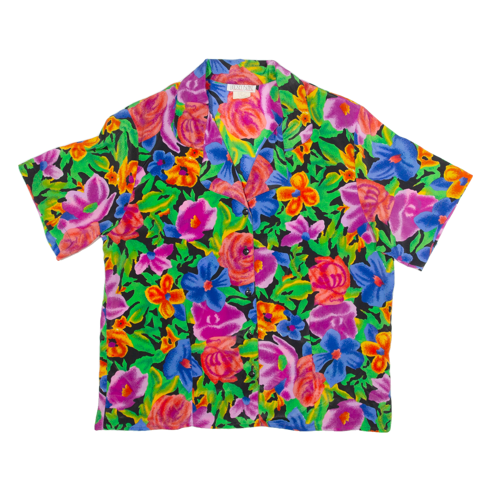 LINDSEY BLAKE Womens Printed Shirt Pink Collared Floral M Refurbished - N/A refurbished available on Cerqular