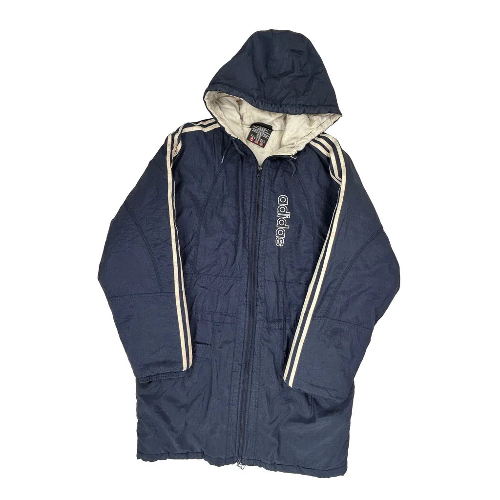 Buy None Adidas Spellout Puffer - Medium Navy Nylon Refurbished - $77.71 None Adidas Spellout Puffer - Medium Navy Nylon Refurbished - Thrifted (note: this is a term often used to describe second- refurbished available on Cerqular