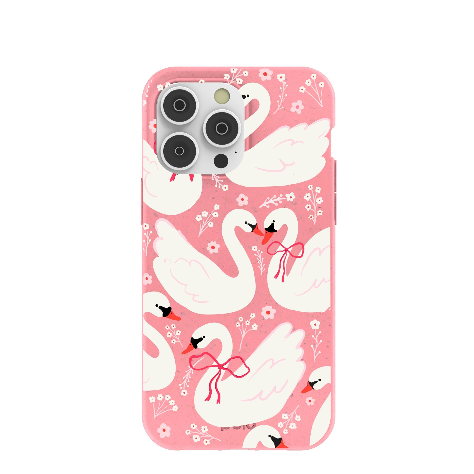 Bubblegum Pink Swan Garden iPhone 14 Pro Max Case Refurbished - Pela Case refurbished available on Cerqular