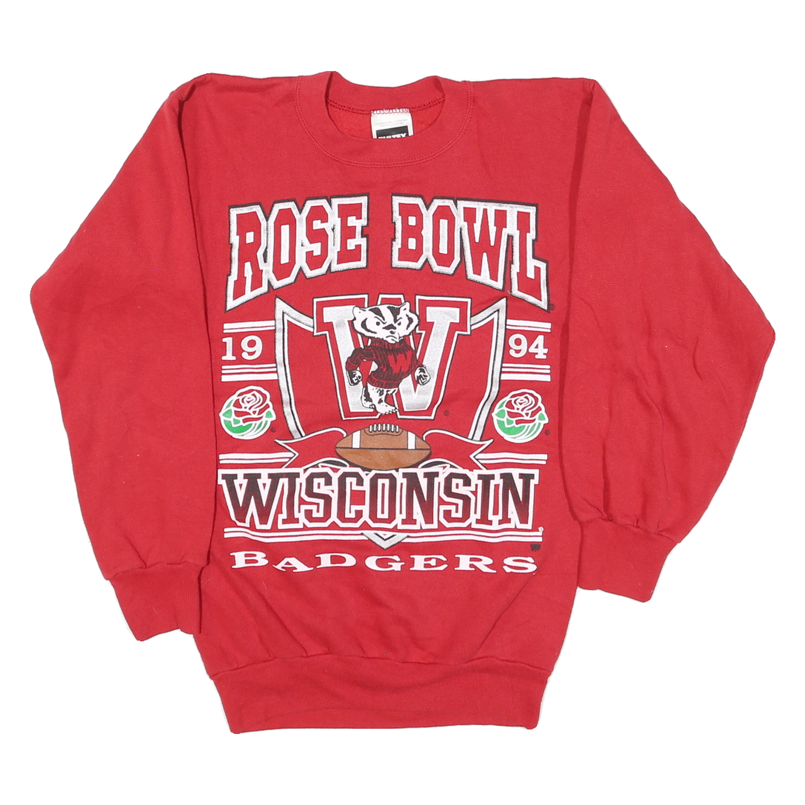 TULTEX Mens Red Rose Bowl Wisconsin Crew Neck M College Sports Sweatshirt Refurbished - N/A refurbished available on Cerqular
