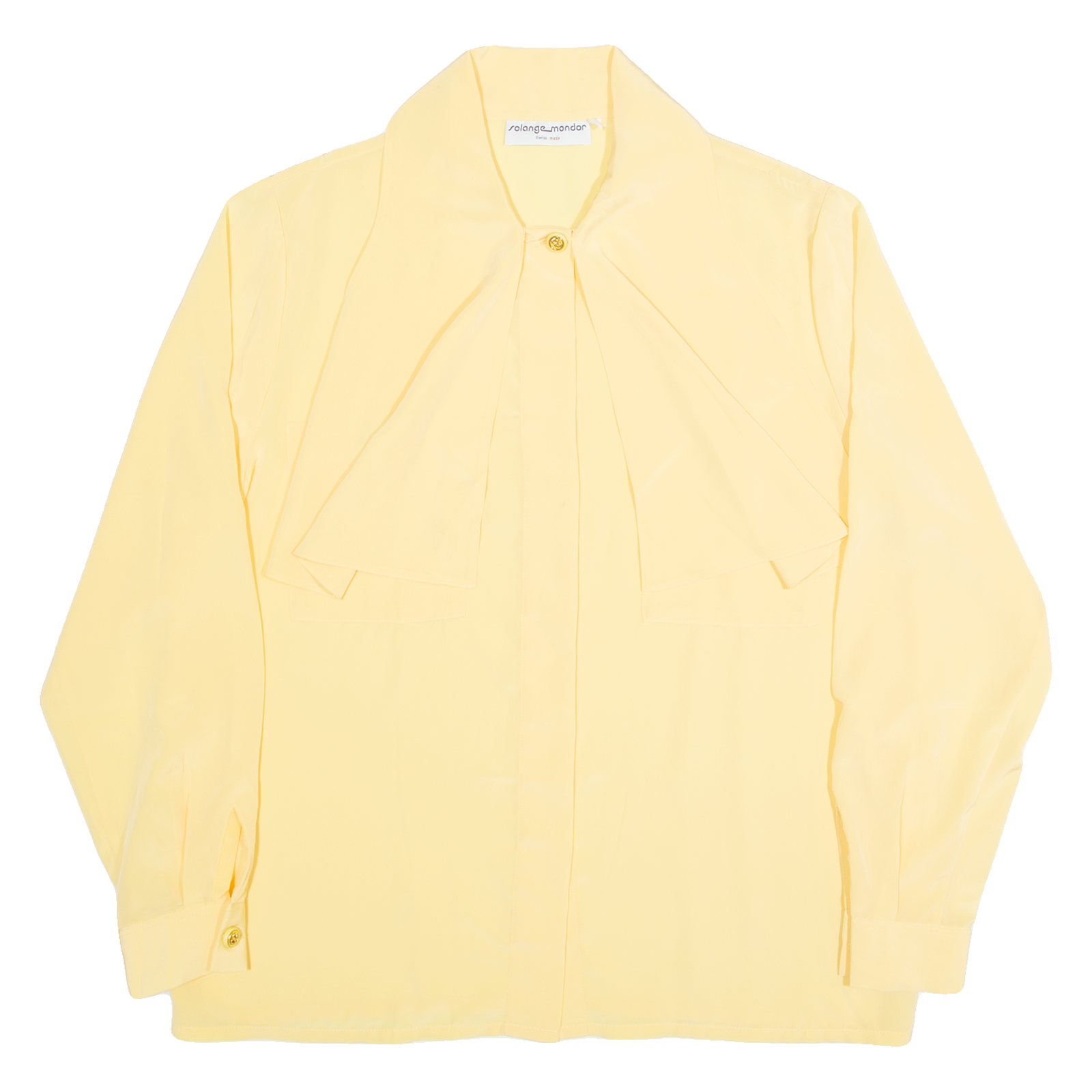 SOLANGE MONDOR Womens Blouse Shirt Yellow High Neck Long Sleeve 90s L Refurbished - N/A refurbished available on Cerqular
