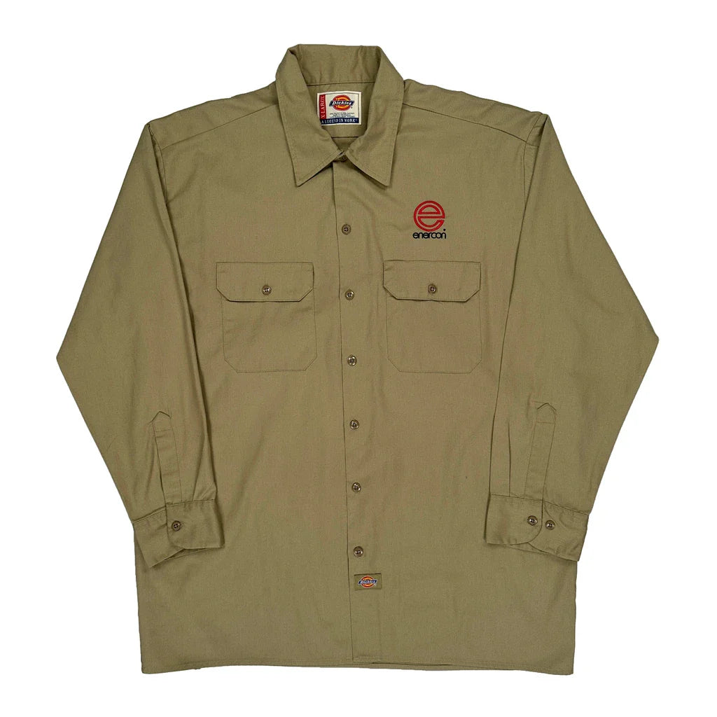 Dickies Shirt - XL Khaki Cotton Blend Refurbished - Thrifted (note: this is a term often used to describe second- refurbished available on Cerqular