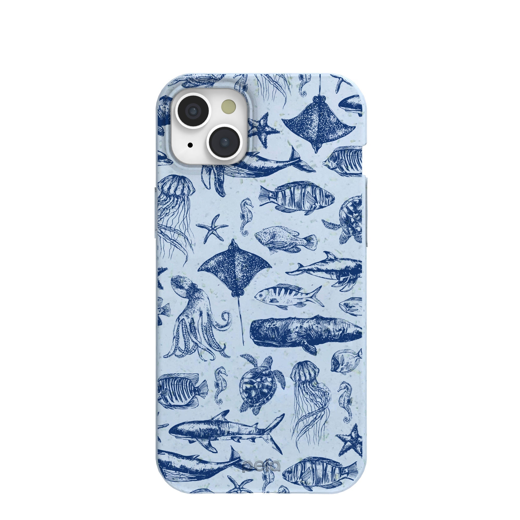 Powder Blue Marine Life iPhone 15 Plus Case Refurbished - Pela Case refurbished available on Cerqular