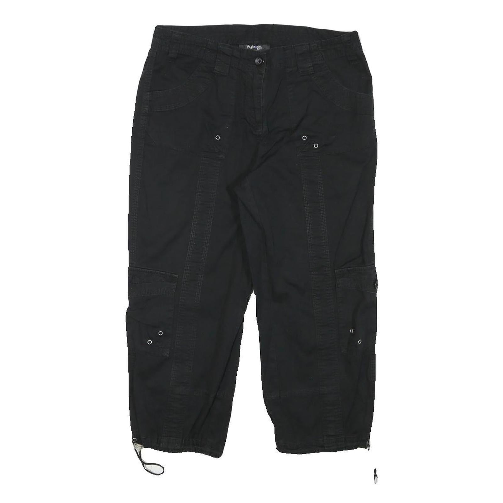 STYLE AND CO Womens Black Casual Cargo Shorts M W30 Drawstring Refurbished - N/A refurbished available on Cerqular