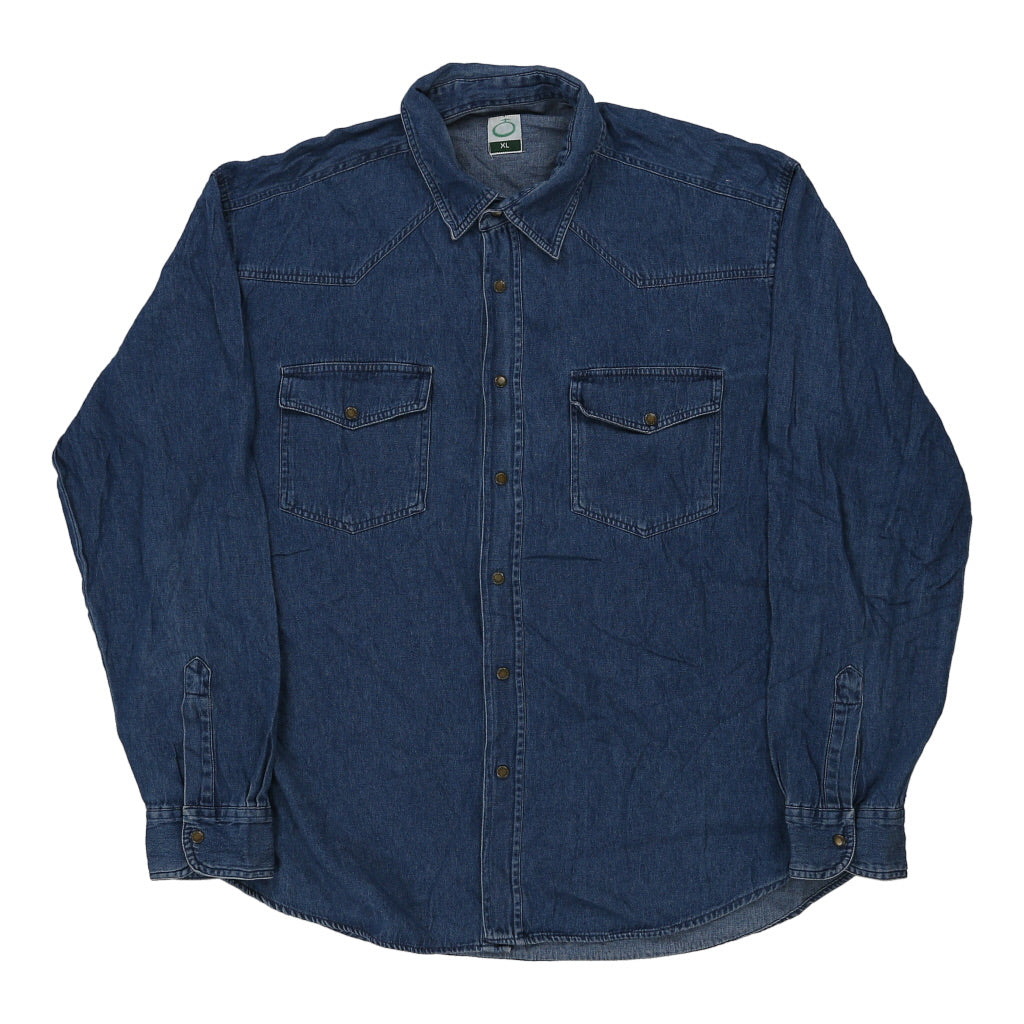 Uomo Denim Shirt - XL Blue Cotton Refurbished - Thrifted (note: this is a term often used to describe second- refurbished available on Cerqular