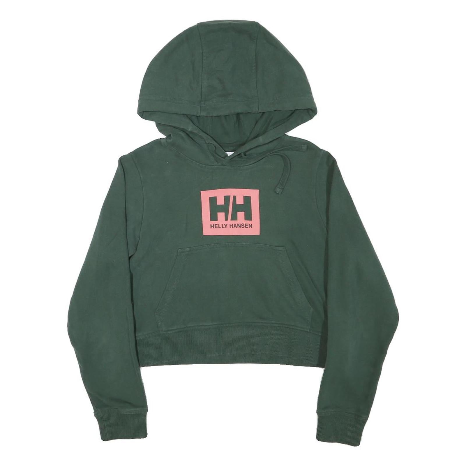 HELLY HANSEN Womens Green Crop Hoodie M Cotton Blend Pullover Casual Refurbished - N/A refurbished available on Cerqular
