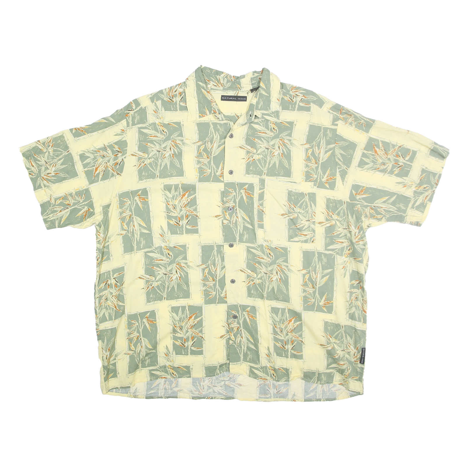 NATURAL ISSUE Mens Green & Cream Rayon Shirt XL Botanical Pattern Casual Summer Refurbished - N/A refurbished available on Cerqular