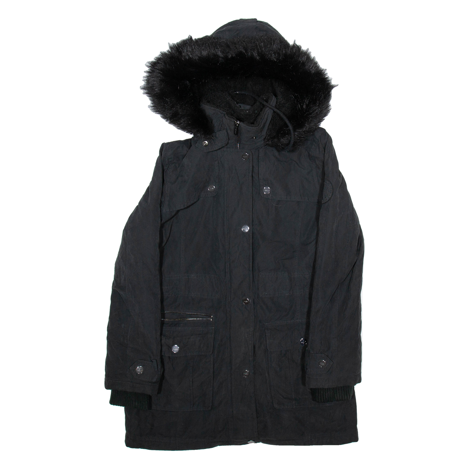 DKNY Womens Parka Coat Black Hooded S Refurbished - N/A refurbished available on Cerqular