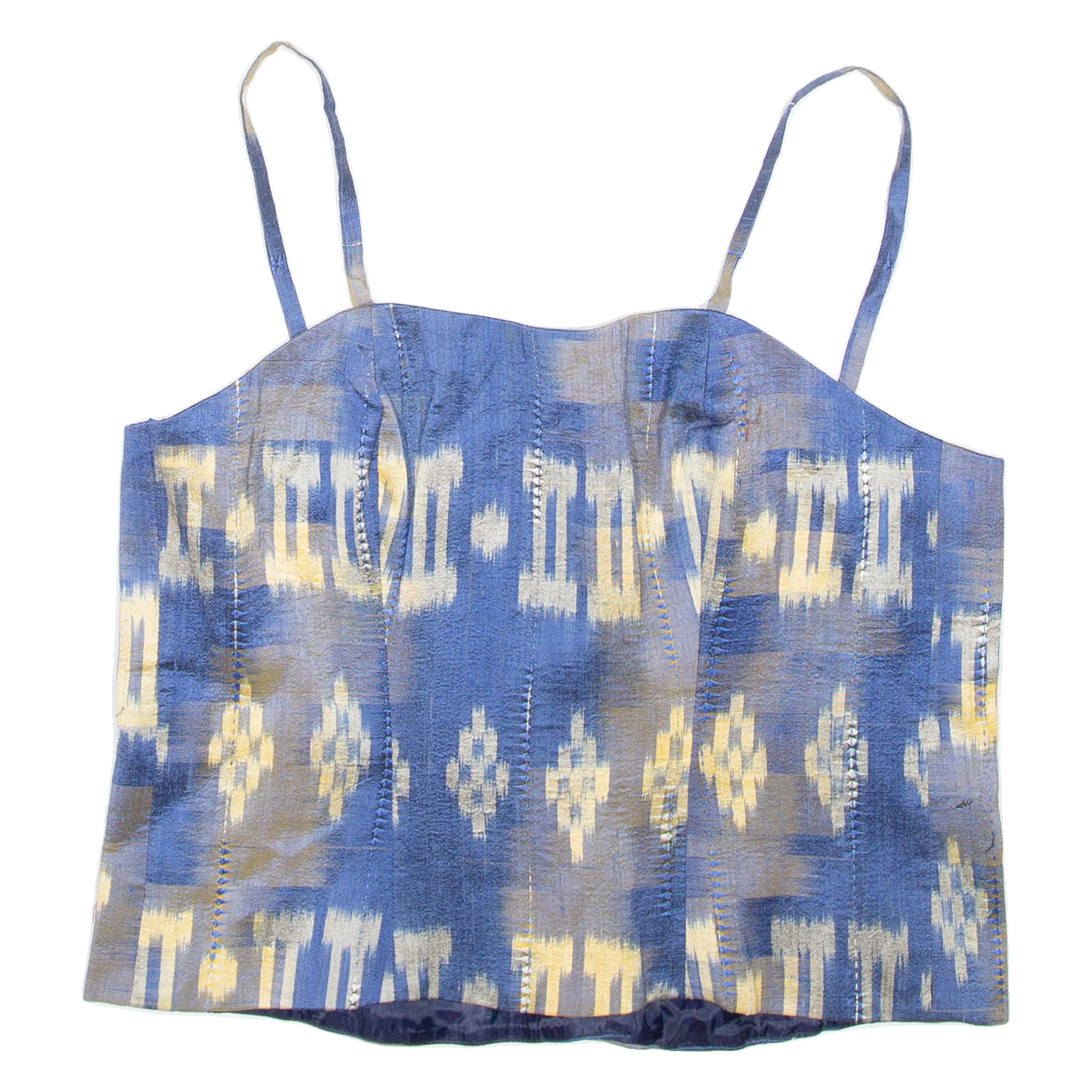 Womens Cropped Corset Blue Crazy Pattern M Refurbished - N/A refurbished available on Cerqular