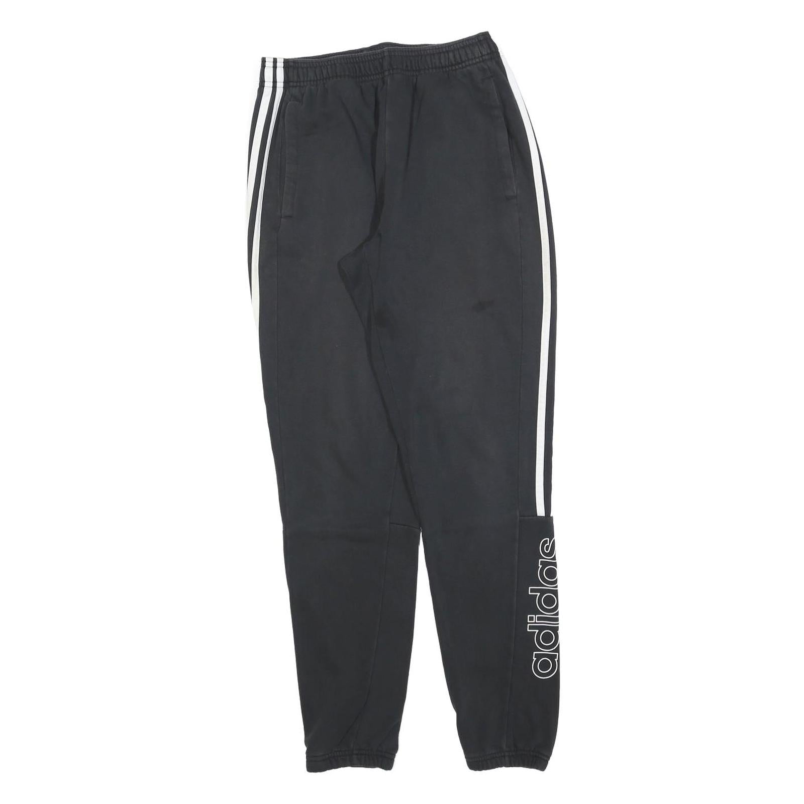 ADIDAS Mens Joggers Black White S W26 L30 Three Stripe Logo Slim Tapered Refurbished - N/A refurbished available on Cerqular