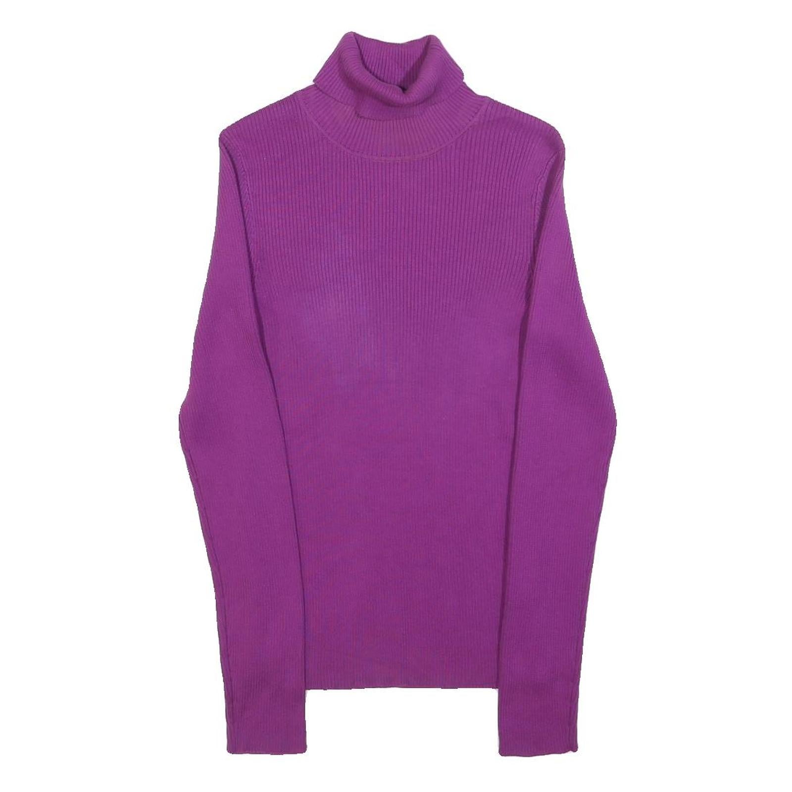 Womens Purple Plain Jumper Roll Neck Basic Knit M Soft Comfortable Casual Refurbished - N/A refurbished available on Cerqular