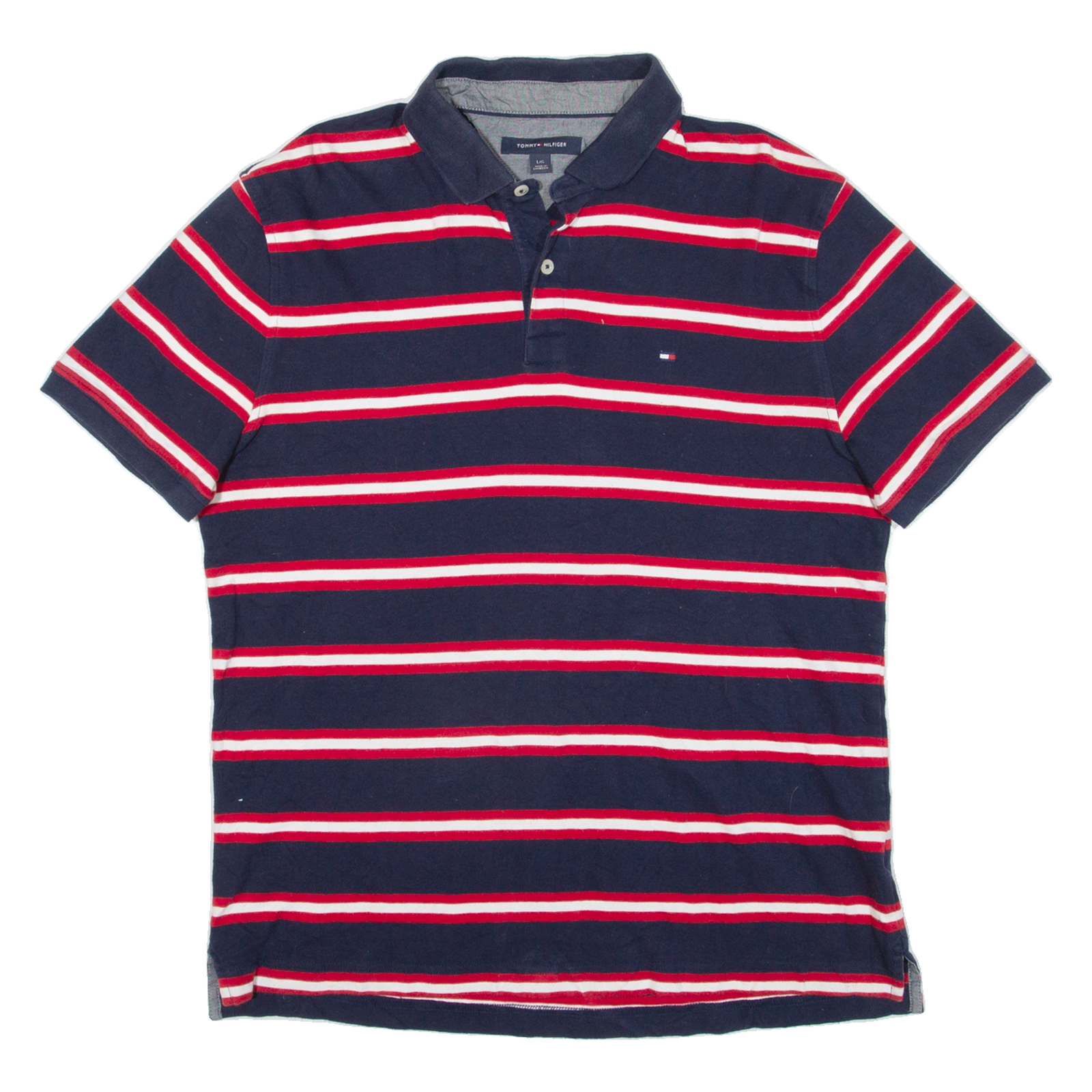 TOMMY HILFIGER Mens Polo Shirt Blue Striped L Refurbished - N/A refurbished available on Cerqular