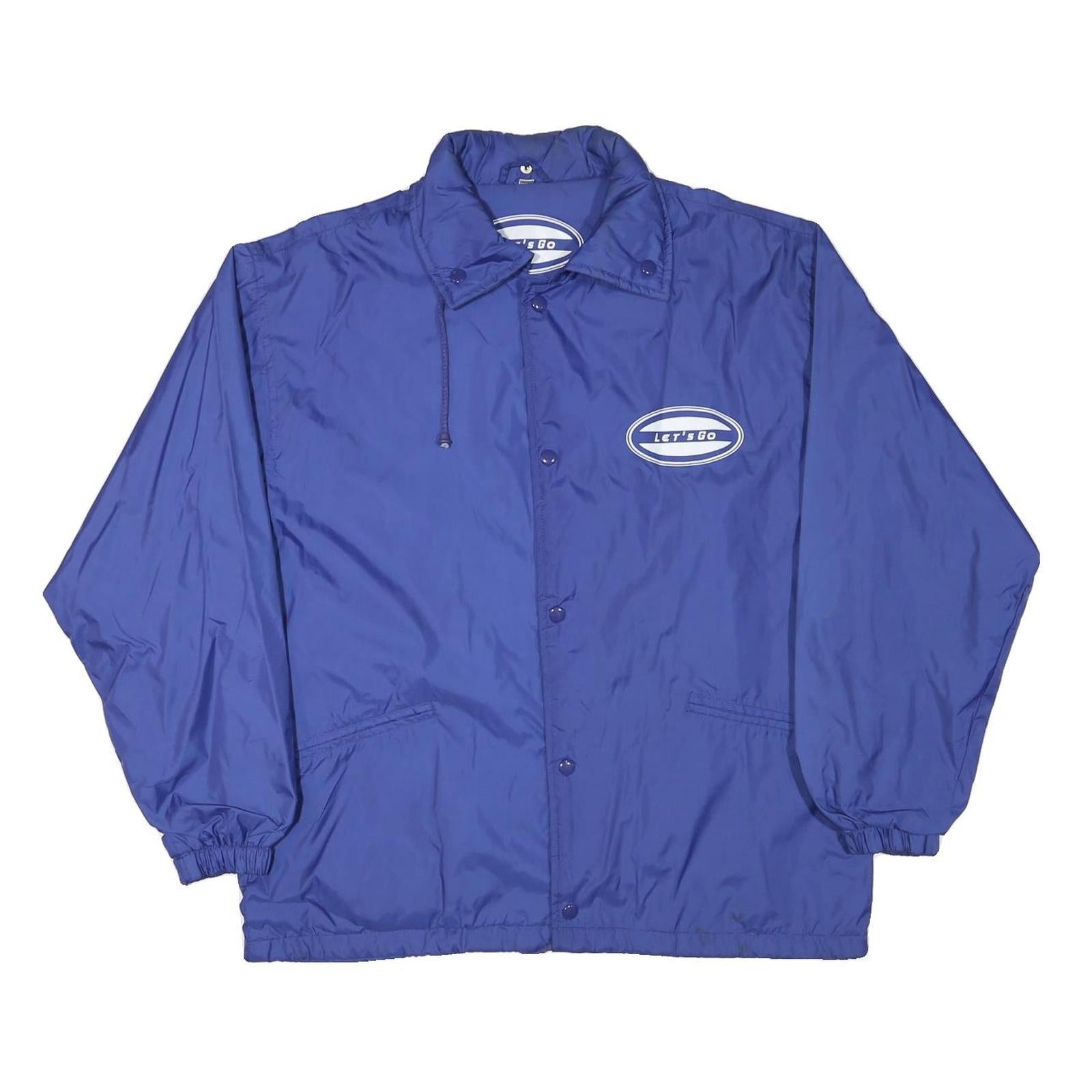LETS GO Mens Blue Button Jacket L Polyester Blend Plain Casual Outerwear Refurbished - N/A refurbished available on Cerqular
