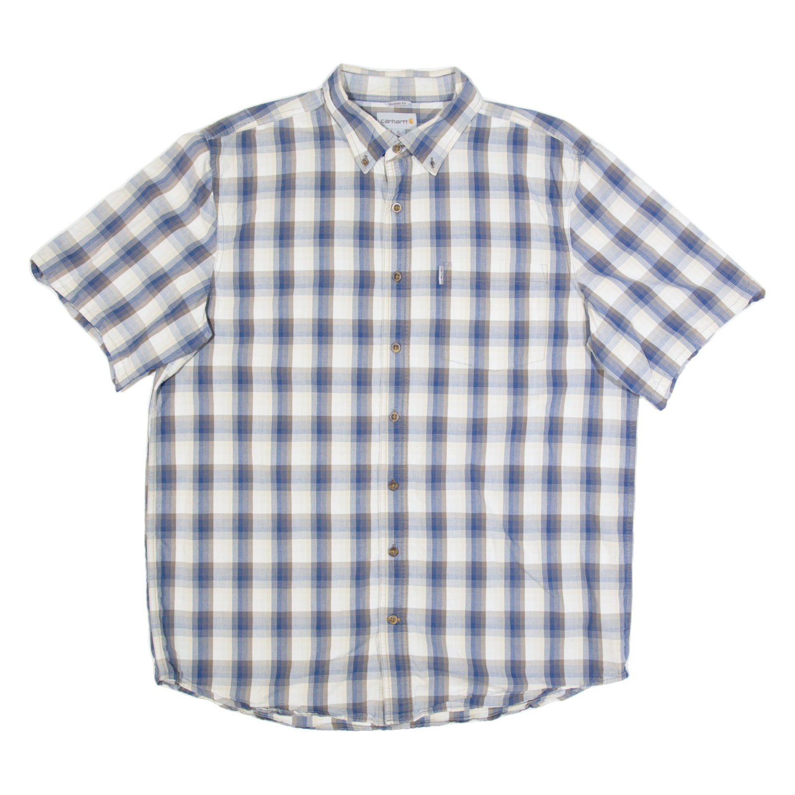CARHARTT Relaxed Fit Tall Mens Shirt Blue Check XL Refurbished - N/A refurbished available on Cerqular