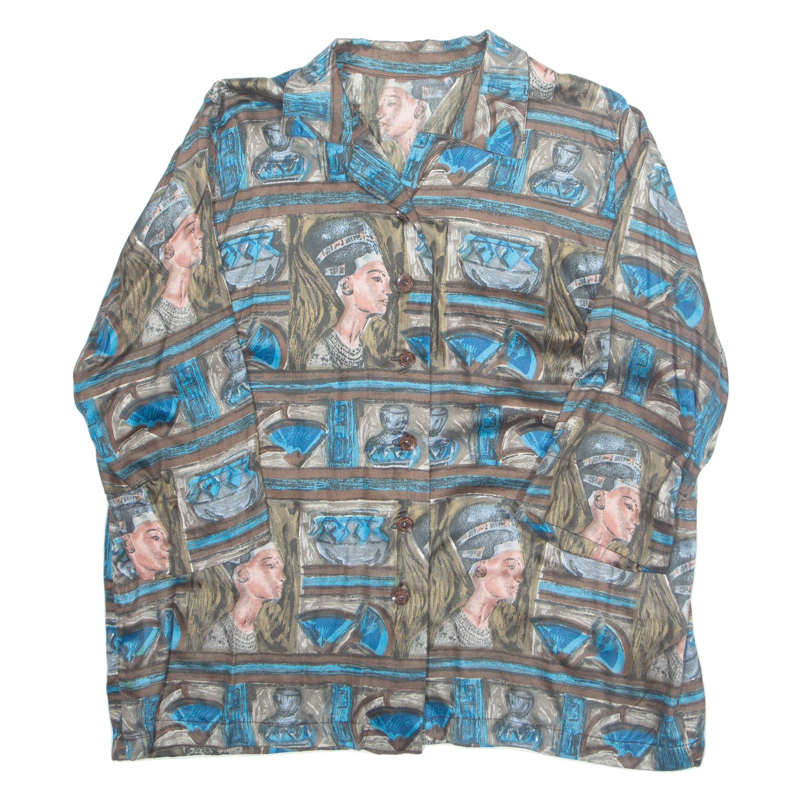 Womens Printed Blouse Green Collared Crazy Pattern L Refurbished - N/A refurbished available on Cerqular