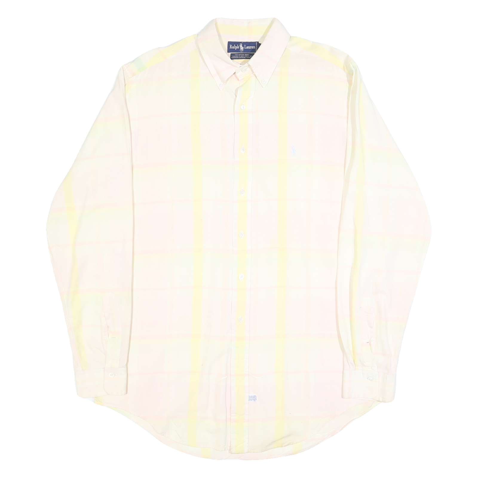 RALPH LAUREN Mens White & Yellow Cotton Check Shirt L Classic Button-Down Collar Refurbished - N/A refurbished available on Cerqular