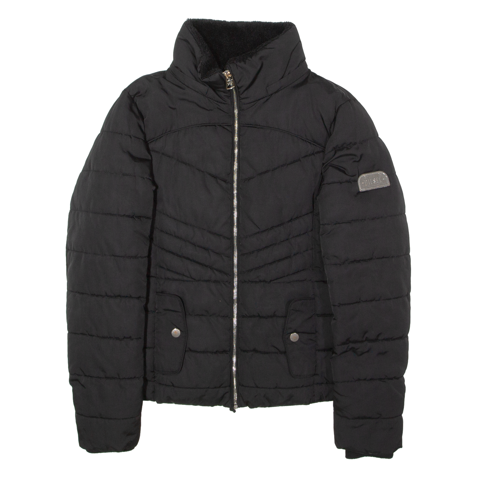 DIESEL Womens Quilted Jacket Black S Refurbished - N/A refurbished available on Cerqular