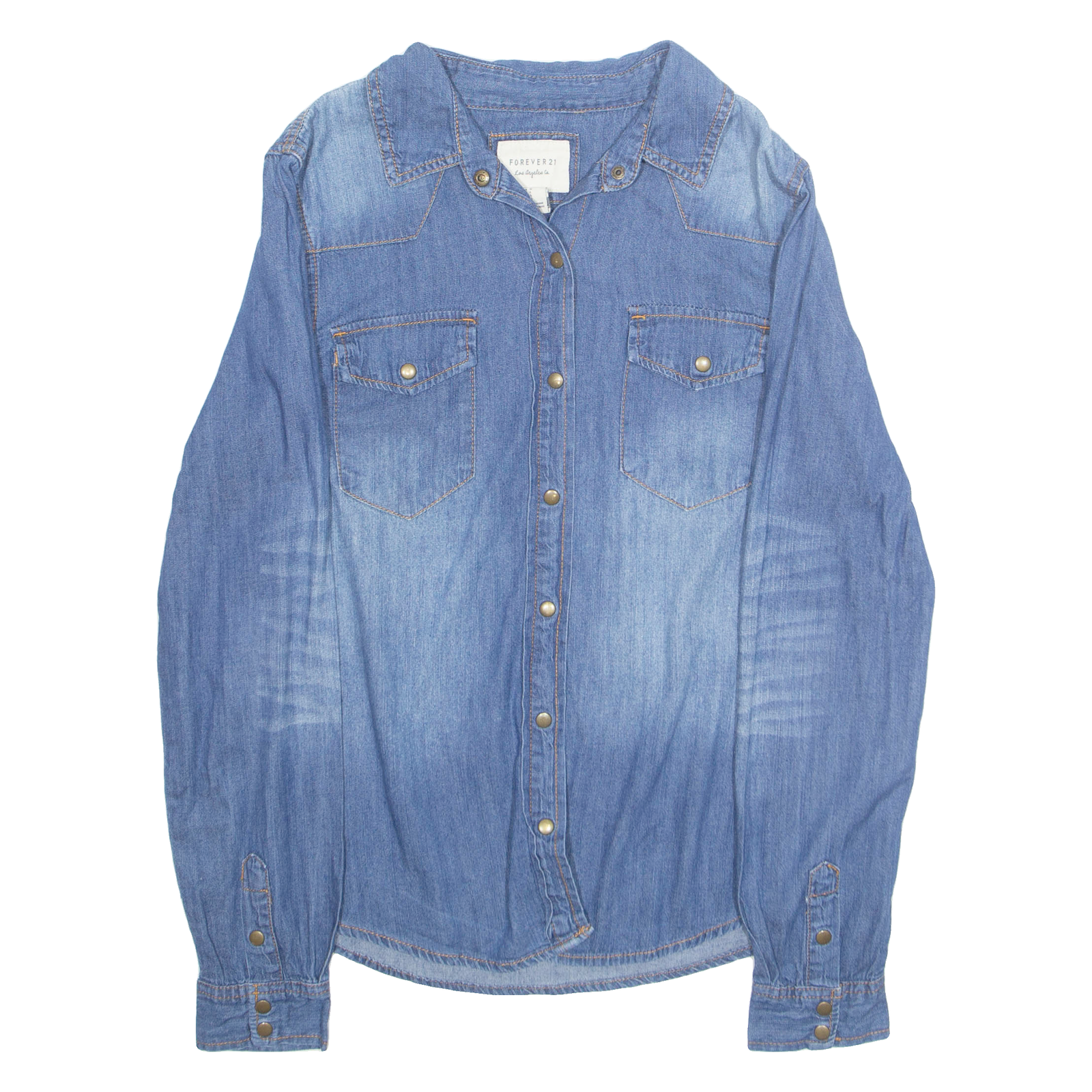 FOREVER 21 Womens Blouse Blue Collared Long Sleeve L Refurbished - N/A refurbished available on Cerqular
