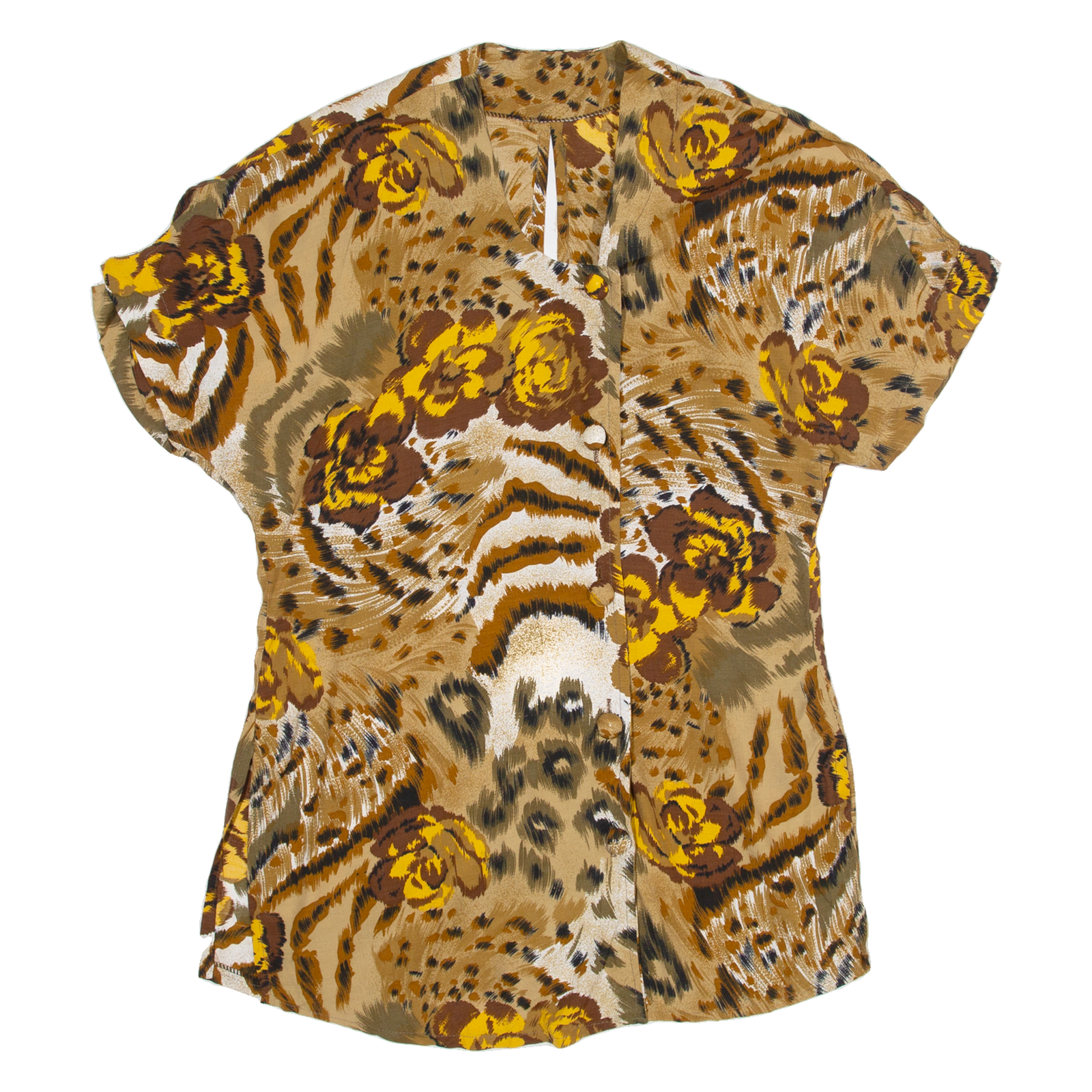 Womens Shirt Top Brown Crazy Pattern M Refurbished - N/A refurbished available on Cerqular
