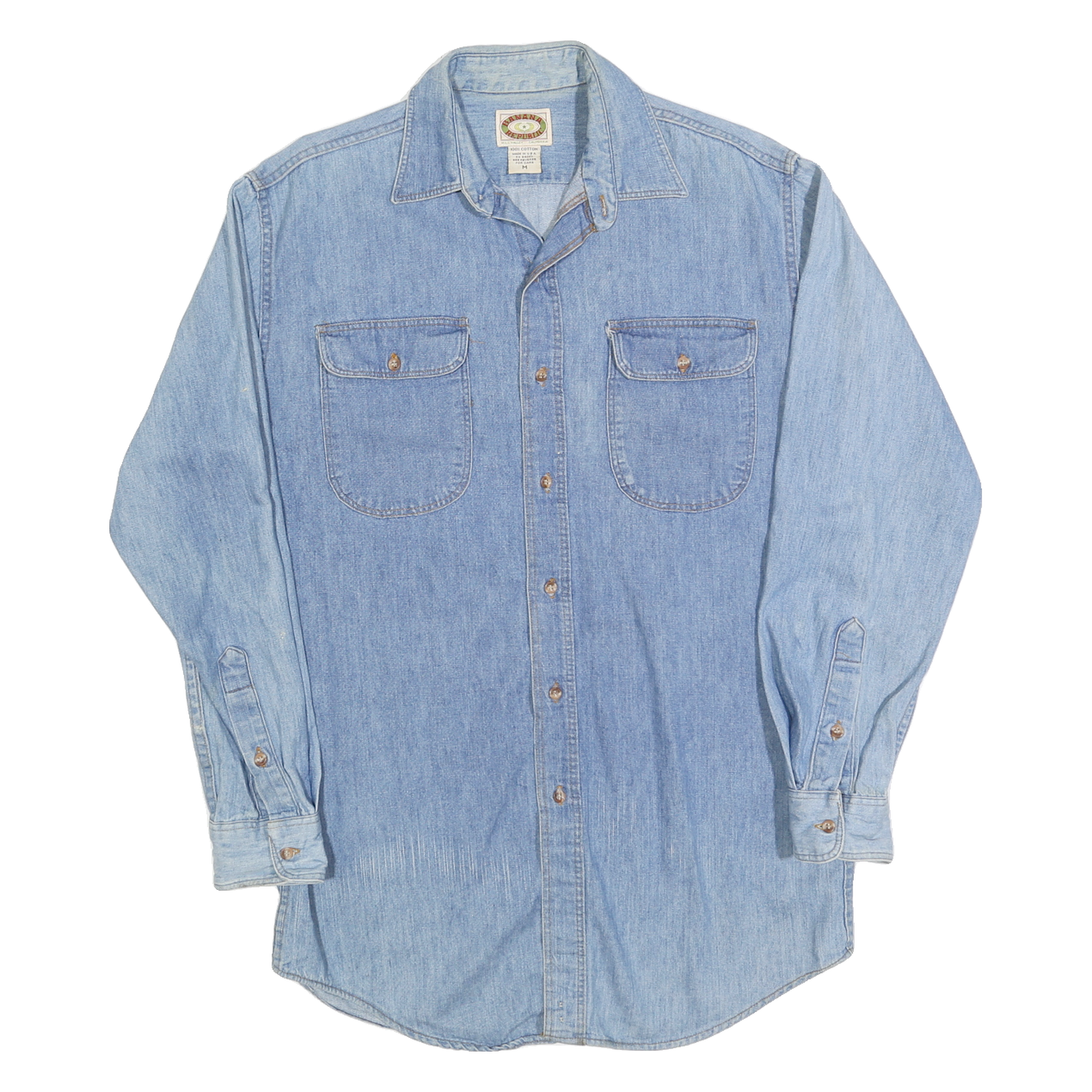 BANANA REPUBLIC Mens Blue Denim Shirt M Cotton Blend Casual Button Down Refurbished - N/A refurbished available on Cerqular