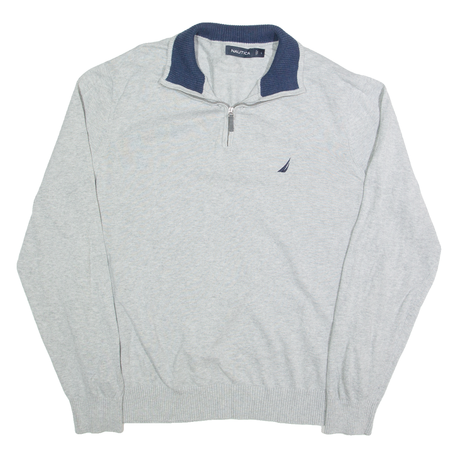 NAUTICA Mens Jumper Grey 1/4 Zip Tight Knit L Refurbished - N/A refurbished available on Cerqular