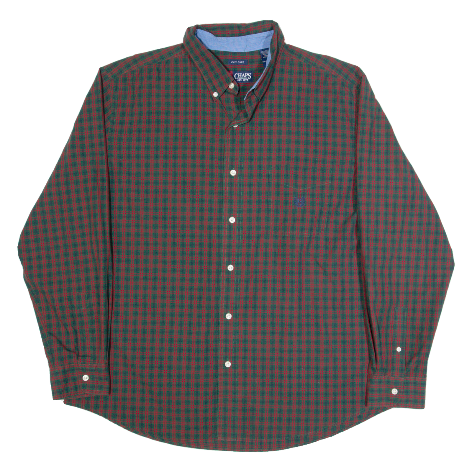 CHAPS Mens Shirt Green Plaid Long Sleeve 2XL Refurbished - N/A refurbished available on Cerqular