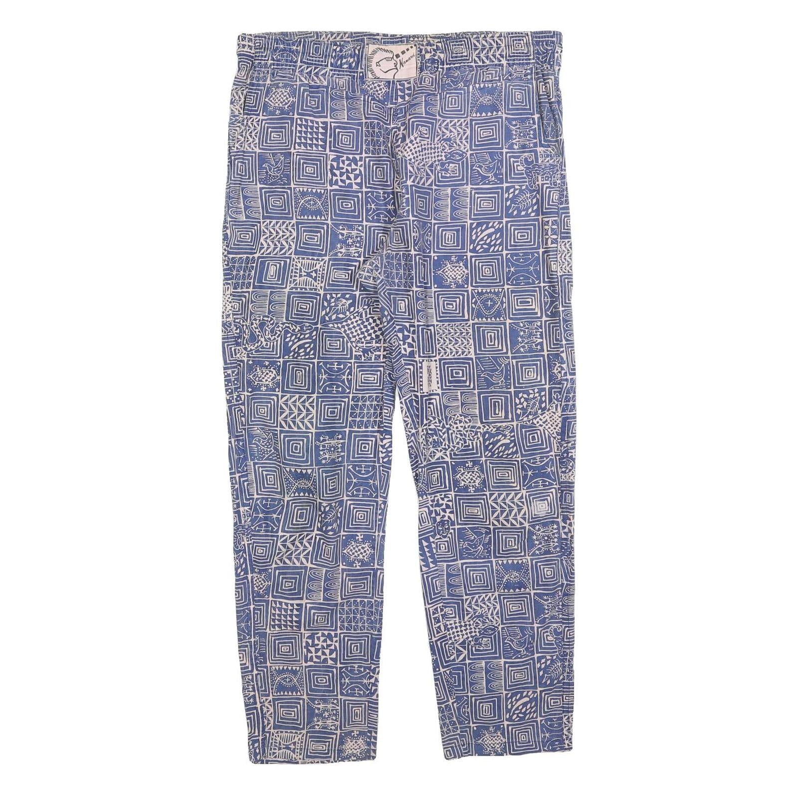 NANARD Womens Cotton Blend Blue & White Regular Fit Trousers W34 L30 Drawstring Refurbished - N/A refurbished available on Cerqular