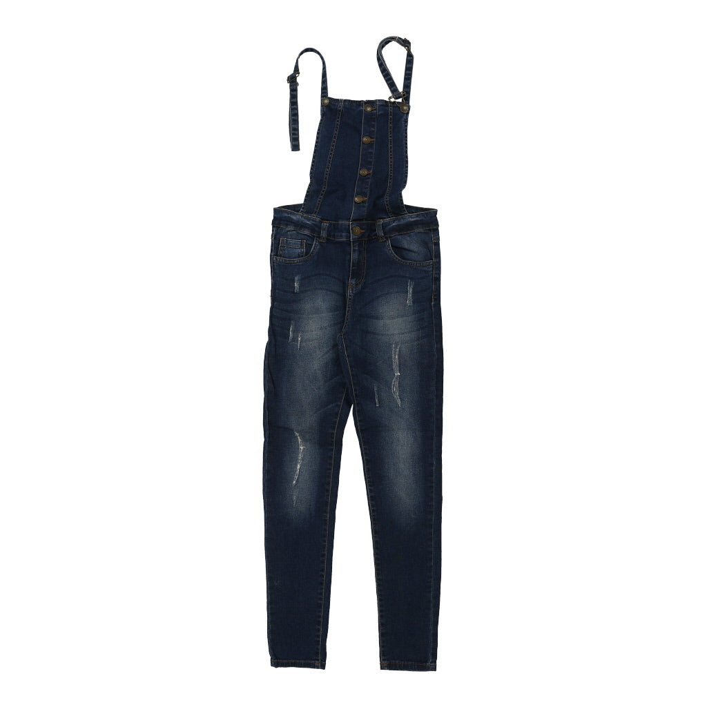 Mim Dungarees - 28W UK 8 Dark Wash Cotton Refurbished - Thrifted (note: this is a term often used to describe second- refurbished available on Cerqular