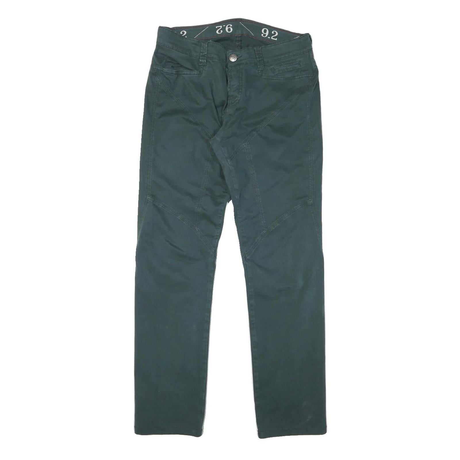 CARLO CHIONNA Mens Cotton Blend Slim Straight Green Trousers W30 L31 Stylish Refurbished - N/A refurbished available on Cerqular