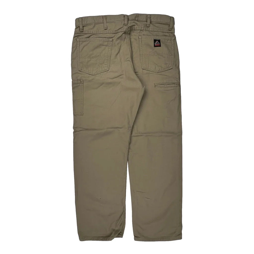 Dickies Carpenter Trousers - 36W 31L Khaki Cotton Refurbished - Thrifted (note: this is a term often used to describe second- refurbished available on Cerqular